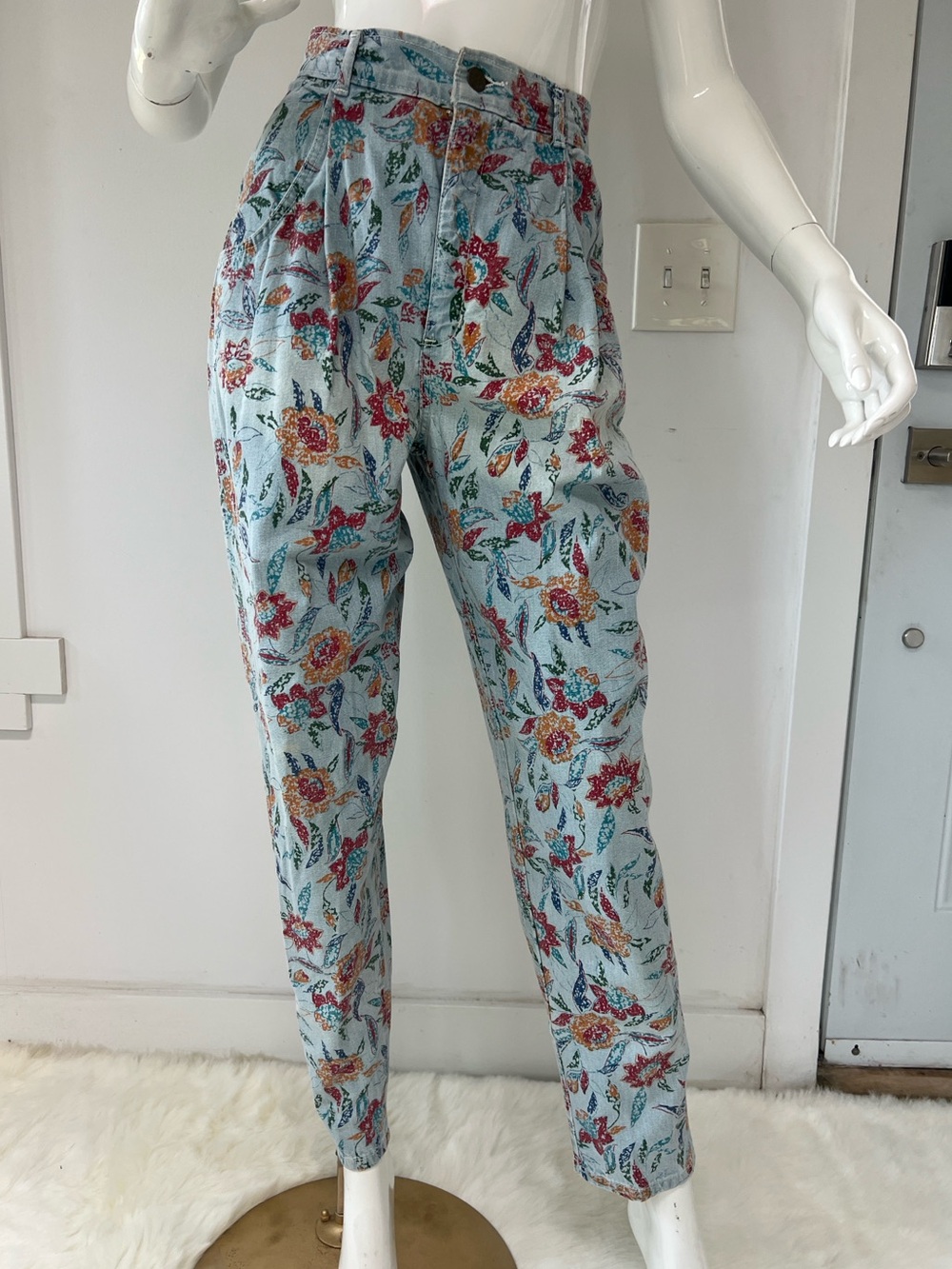 y2K Hollywood Era Floral  Print Jeans Pants High rise Funky Boho Made in Canada